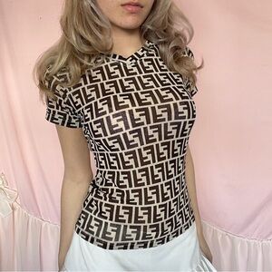 Fendi authentic with COA vintage zucca monogram women’s short sleeve shirt